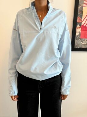 ADIDAS Blue Quarter-Zip Windbreaker